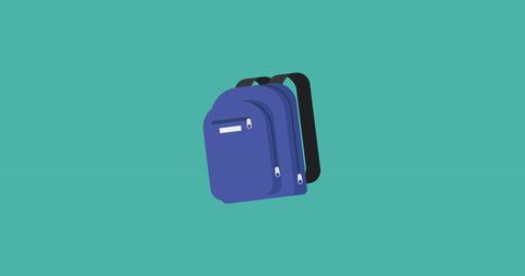 Minimalist school bag icon on bright blue background