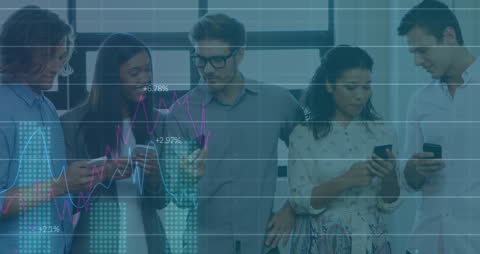 Modern Entrepreneurs Analyzing Stock Data on Phones