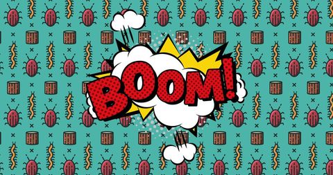 Retro Comic Explosion with Pop Art Boom on Insect Background