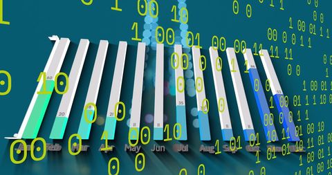 Dynamic Graphs and Binary Code on Digital Interface - Download Free Stock Images Pikwizard.com