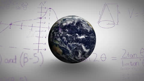 Earth with Mathematical Formulas Illustrating Global Concepts