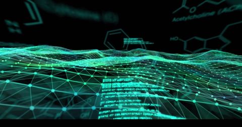 Dynamic Digital Data Network Overlay with Fluid Mathematical Elements - Download Free Stock Images Pikwizard.com