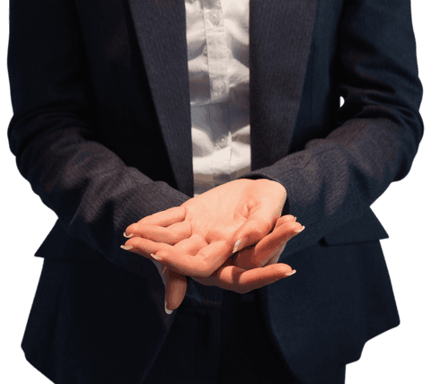 Hands of Professional Businesswoman on Transparent Background