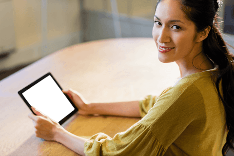 transparent screen mockup with smiling businesswoman in office - Download Free Stock Videos Pikwizard.com