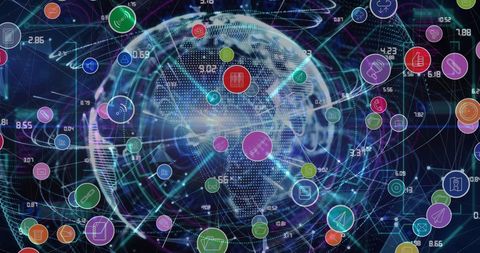 Global Network with Digital Icons Representing Data Processing - Download Free Stock Images Pikwizard.com
