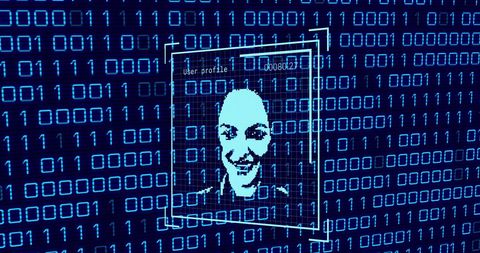 Digital Face Recognition with Binary Code Background - Download Free Stock Images Pikwizard.com