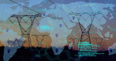 Digital Interface and Global Network Concept on Pylon Structures - Download Free Stock Images Pikwizard.com