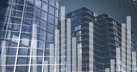 Digital Data Overlay on Modern Skyscrapers