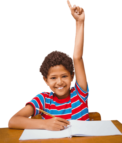 Happy Boy Raising Hand in School on Transparent Background - Download Free Stock Videos Pikwizard.com