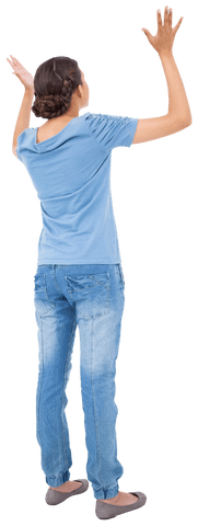 Back of Woman with Hands Up on Transparent Background - Download Free Stock Videos Pikwizard.com