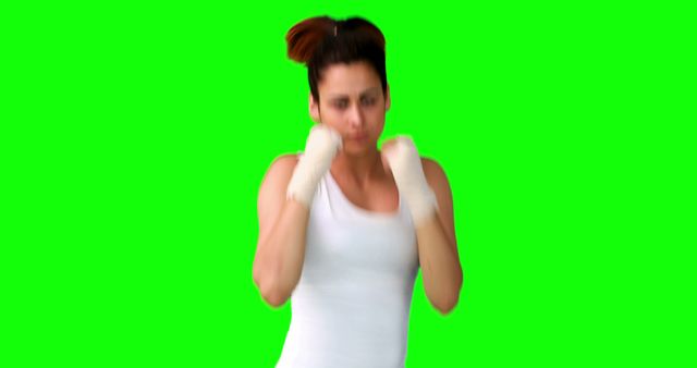 Female Boxer Shadow Boxing with Green Screen Background - Download Free Stock Images Pikwizard.com