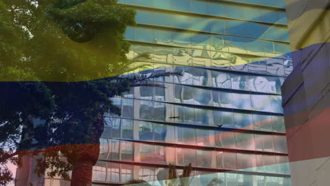 Digital Financial Overlay on Cityscape Architecture