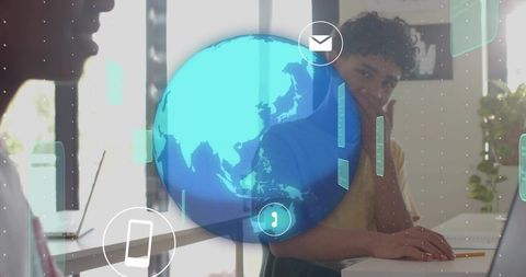 Teen Collaborating Remotely with Holographic Global Interface for Online Learning