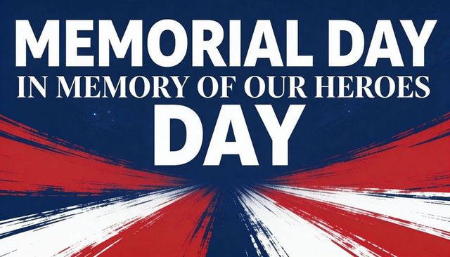 Memorial day patriotic poster honoring fallen heroes with bold red white blue rays