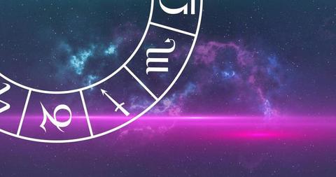 Horoscope Wheel Overlaying Abstract Galaxy Background - Download Free Stock Images Pikwizard.com