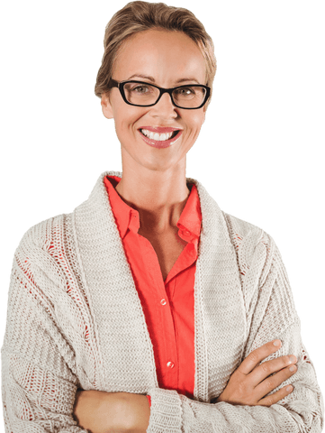 Confident Woman Smiling in Transparent Background