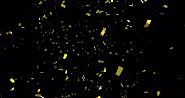 Golden Confetti Falling on Black Background for Festive Celebration - Download Free Stock Images Pikwizard.com