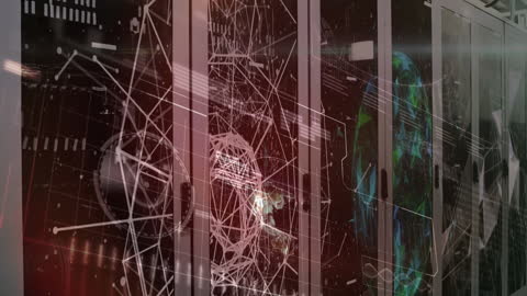Digital Globe and Data Connections in Futuristic Server Room