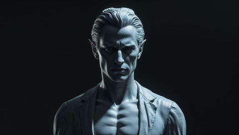 Ai-generated sculptural lucifer with dramatic lighting