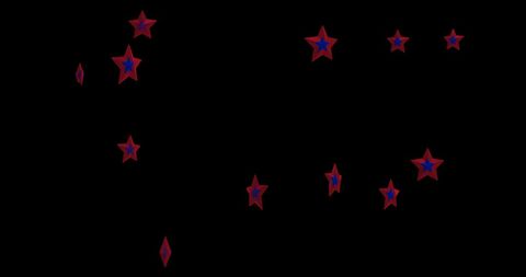 Falling Blue Stars with Red Outlines on Black Background - Download Free Stock Images Pikwizard.com