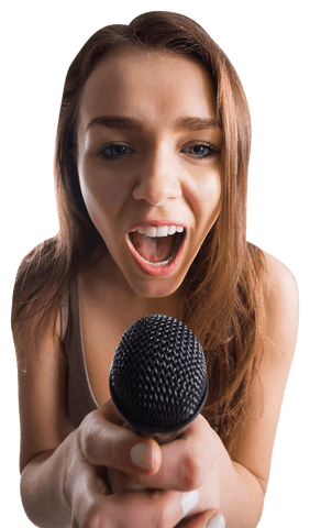 energetic young woman singing with passion against white background - Download Free Stock Videos Pikwizard.com
