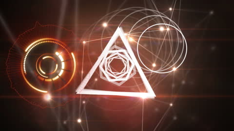 Futuristic Geometric Animation with Rotating Shapes in Digital Space