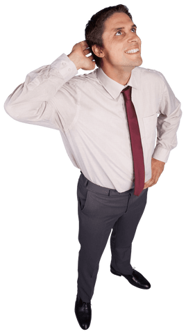 Confident Caucasian Businessman Smiling on Transparent Background