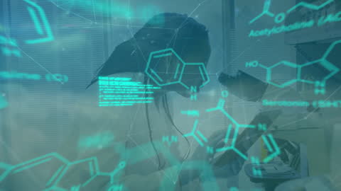 African American Scientist Analyzing Chemical Formulas in Laboratory