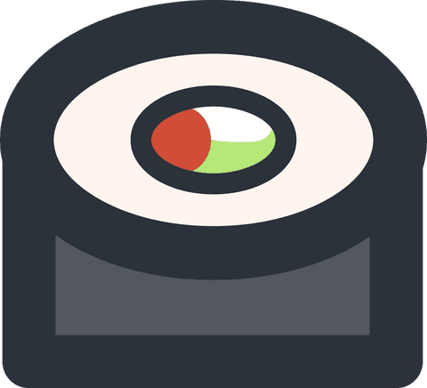 Transparent maki sushi icon with graphic filling and flat rice