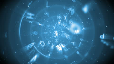 Abstract Blue Rotating Alphabetic Vortex