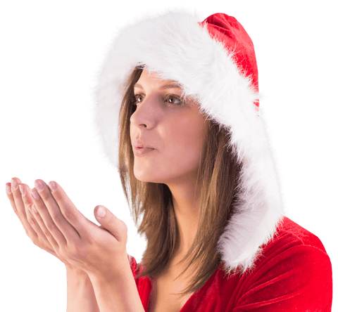 caucasian woman in santa costume blowing magic isolated - Download Free Stock Videos Pikwizard.com