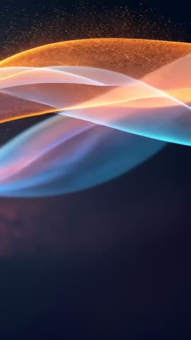 Vertical video: Flowing neon ribbons and drifting sparks over navy gradient