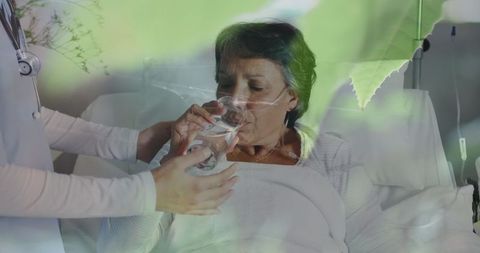 Doctor Assisting Elderly Woman in Hospital with Malaria Awareness Theme