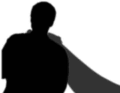 Transparent cape wearing superhero silhouette