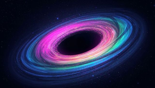 Vibrant Cosmic Ring Orbiting Dark Center in Space