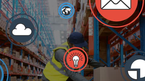 Warehouse Innovation with Logistic and Delivery Icons