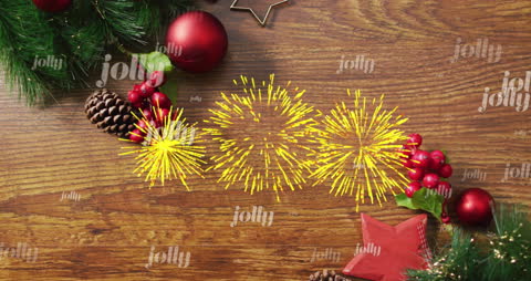 Festive Christmas Decorations with Fireworks Animation