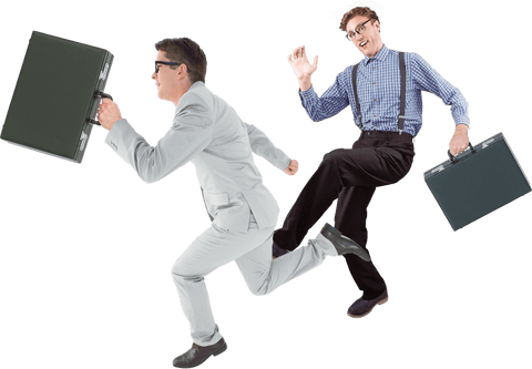 Transparent Businessmen Running with Briefcases Smiling - Download Free Stock Videos Pikwizard.com
