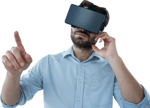 Transparent Man Using Oculus Rift Headset Pointing Gesture - Download Free Stock Videos Pikwizard.com