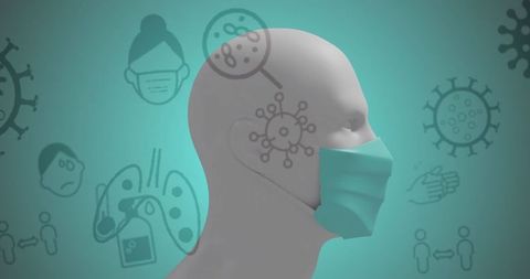Covid-19 Pandemic Concept with Masked Human and Floating Icons - Download Free Stock Images Pikwizard.com