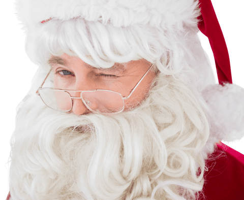 Jolly santa claus winking transparent concept christmas joy