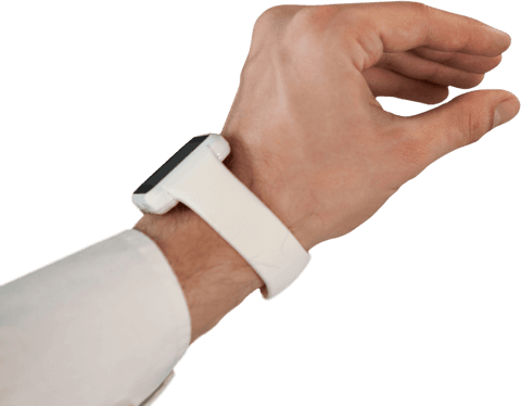 Businessman hand with transparent smartwatch wrapping
