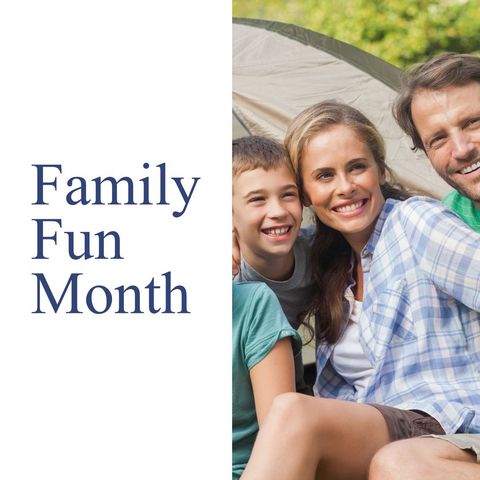 smiling family camping together celebrating family fun month - Download Free Stock Templates Pikwizard.com