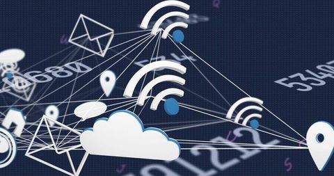 Digital connectivity representation with cloud and wifi symbols
