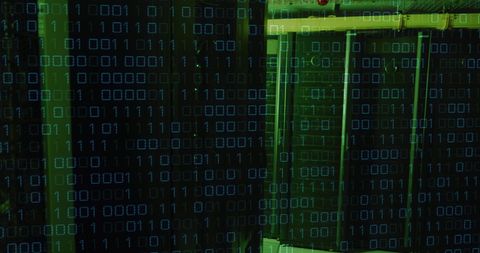 Binary Coding Concept Over a Background of Computer Servers - Download Free Stock Images Pikwizard.com