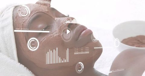 Serene facial clay mask treatment with hud wellness analytics for skincare digital marketing