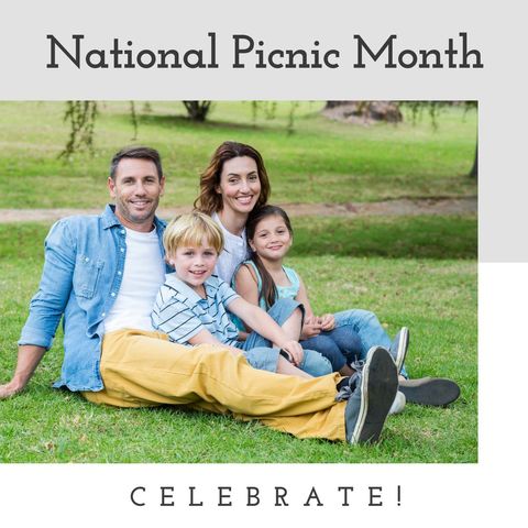 Family Enjoying National Picnic Month Celebration in Park