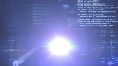 Futuristic Digital Data Stream with Glowing Core