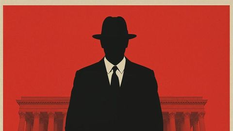 Silhouetted prosecutor man in fedora with vintage formal elegance