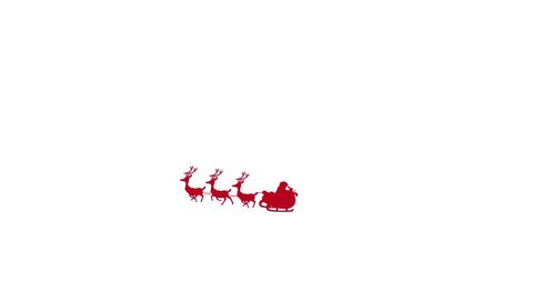 Santa Sleigh with Reindeer Silhouette on White Background